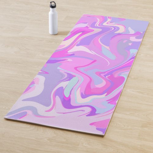 Marbled Pink Purple Turquoise Yoga Mat