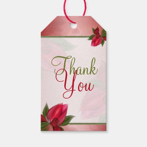 Marbled Pink Red Blooms Gift Tags