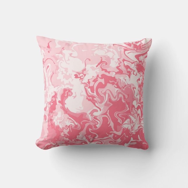 Marbled Pink Throw Pillow (Front)