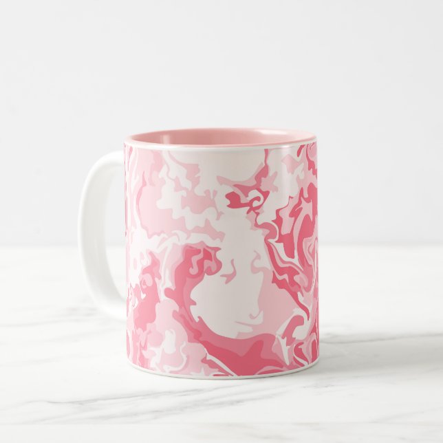 Marbled Pink Two-Tone Coffee Mug (Front Left)