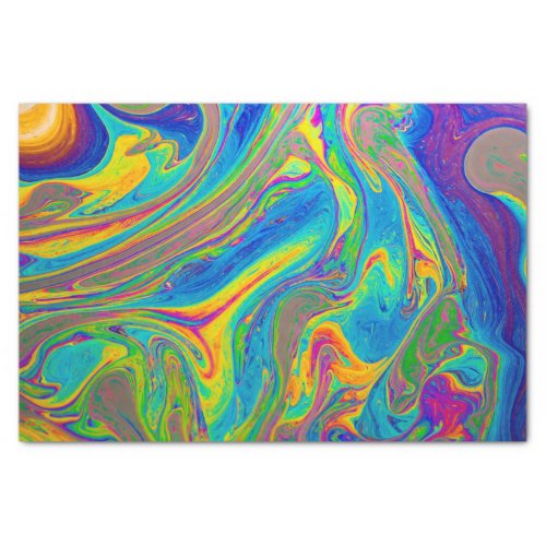 Marbled poured paint bright tissue paper