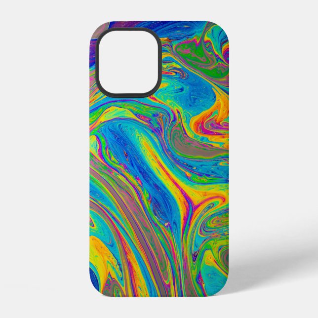 Marbled poured paint iphone case (Back)