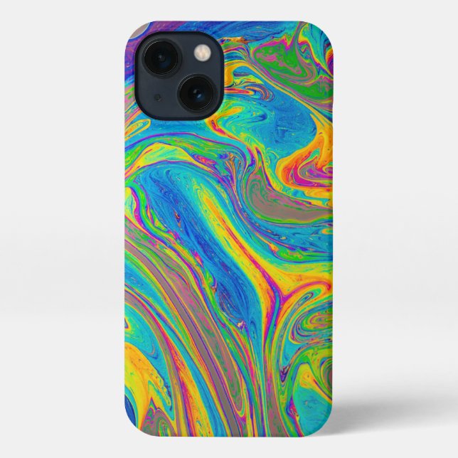Marbled poured paint  iPhone case (Back)
