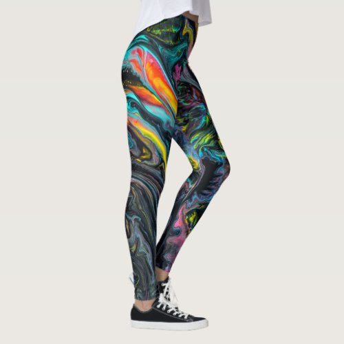 Marbled poured paint leggings