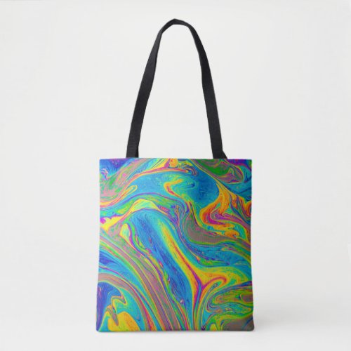 Marbled poured paint tote bag