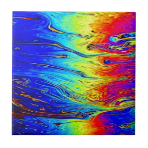 Marbled Rainbow Artwork Beautiful Ceramic Tile