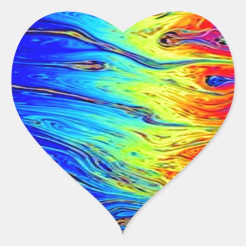 Marbled Rainbow Artwork Beautiful Heart Sticker