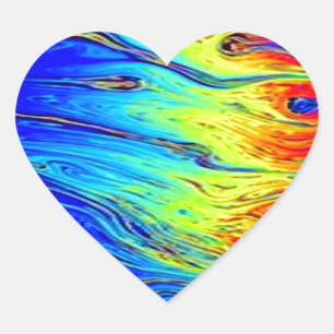Marbled Rainbow Artwork Beautiful Heart Sticker