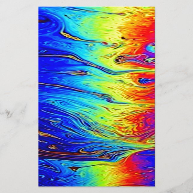 Marbled Rainbow Artwork Beautiful Stationery (Front)