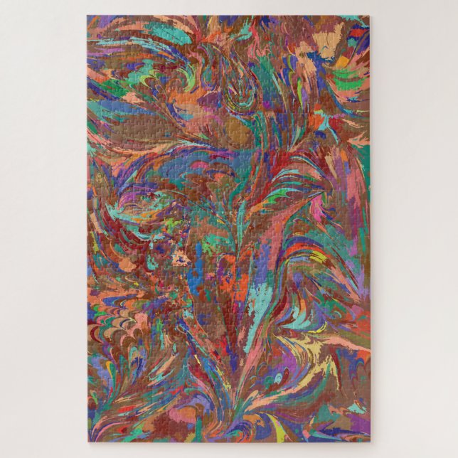 Marbled Rainbow Flower Jigsaw Puzzle (Vertical)