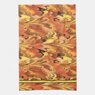 Marbled Rainbow Swirled Rust & Gold Towel