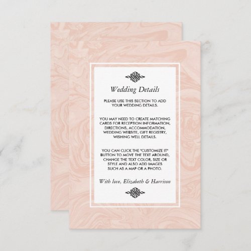 Marbled Rose Elegant Vintage Wedding Detail Enclosure Card