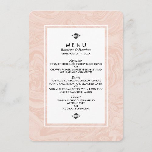 Marbled Rose Elegant Vintage Wedding Menu