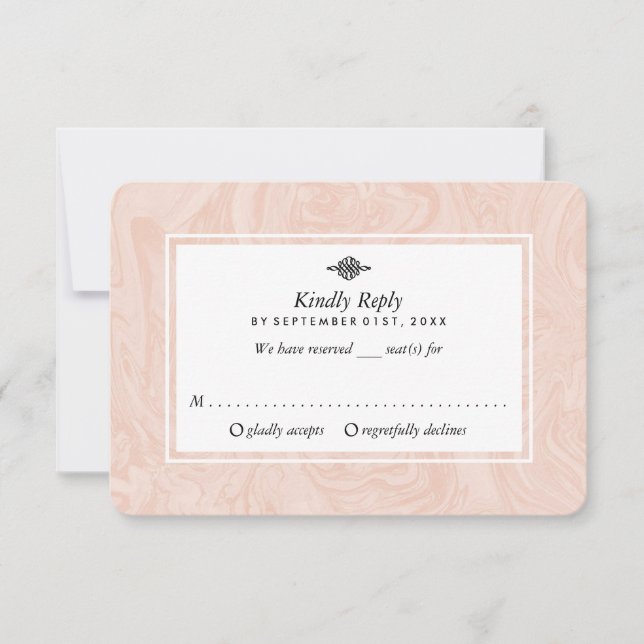 Marbled Rose Elegant Vintage Wedding RSVP Card (Front)