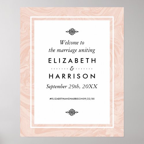 Marbled Rose Elegant Vintage Wedding Welcome Poster