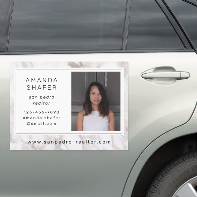 Marbled Rose Gold Sophisticated Business Marketing Car Magnet (In Situ)