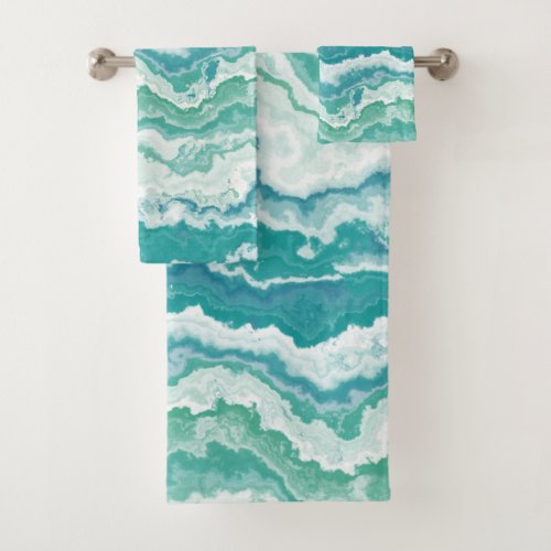 marbled sea foam  bath towel set