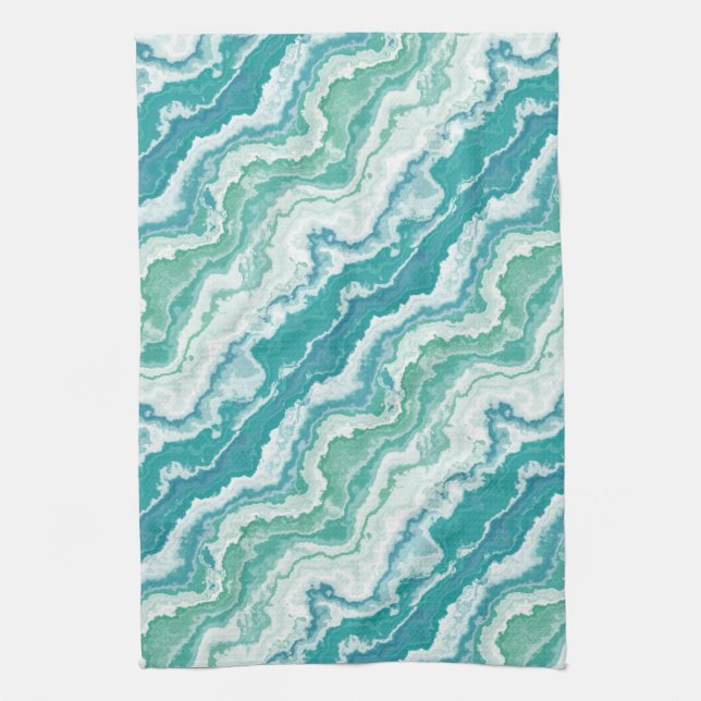 marbled sea foam : kitchen towel (Vertical)