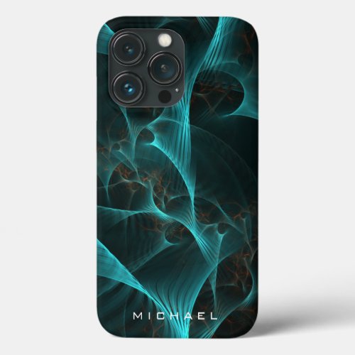 Marbled Silk Fractal Teal ID717 iPhone 13 Pro Case