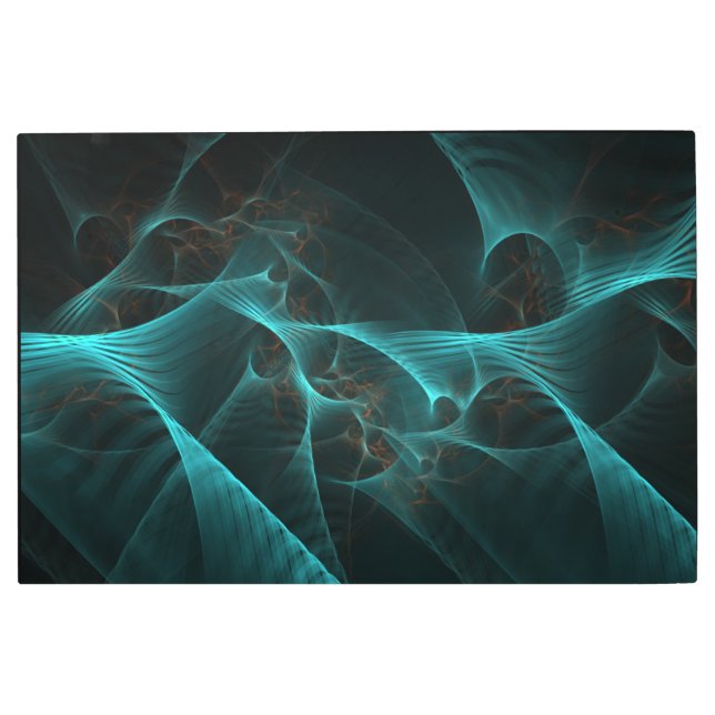 Marbled Silk Fractal Teal ID717 Metal Print (Front)