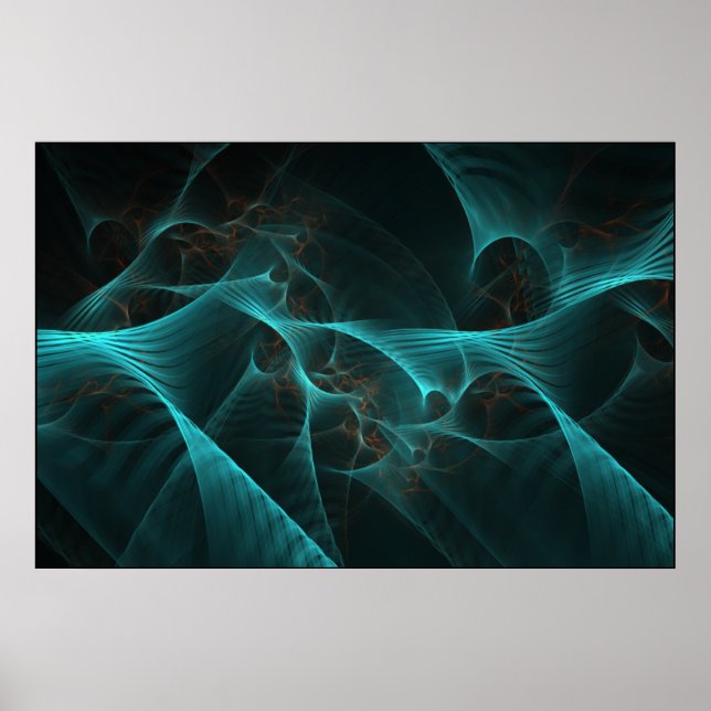 Marbled Silk Fractal Teal ID717 Poster (Front)