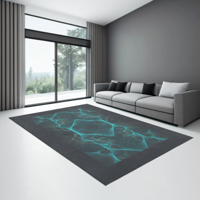Marbled Silk Fractal Teal ID717 Rug (Insitu (Indoor 3))