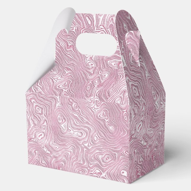 Marbled Silk Moire Pattern in Dusty Pink Favor Boxes (Front)