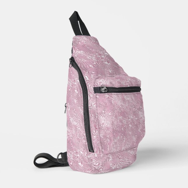 Marbled Silk Moire Pattern in Dusty Pink Sling Bag (Left Corner)