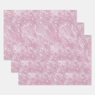 Marbled Silk Moire Pattern in Dusty Pink Wrapping Paper Sheets