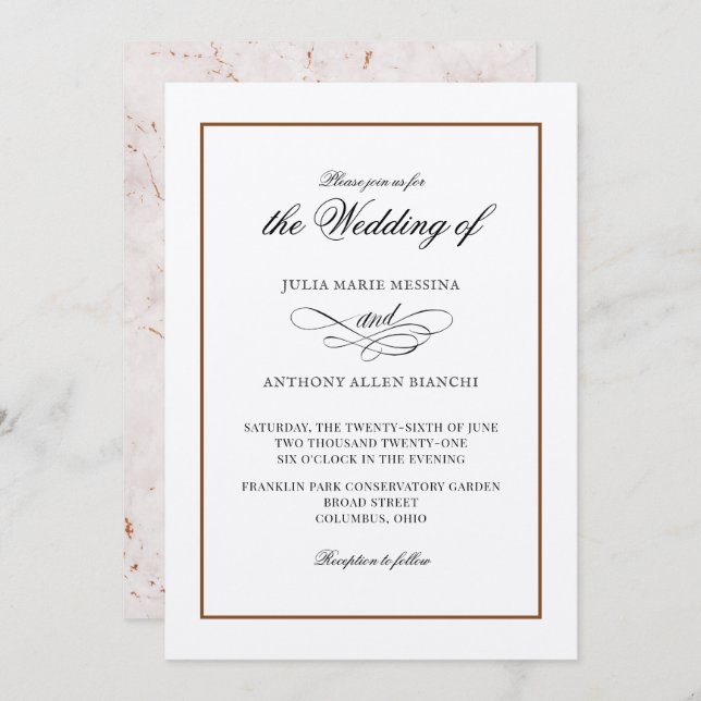 Marbled Simple Elegance Invitation (Front/Back)