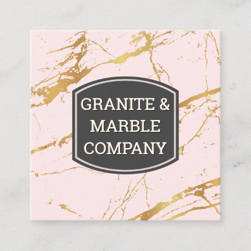 Marbled Slab  Granite  Gold Pink Background Square Business Card