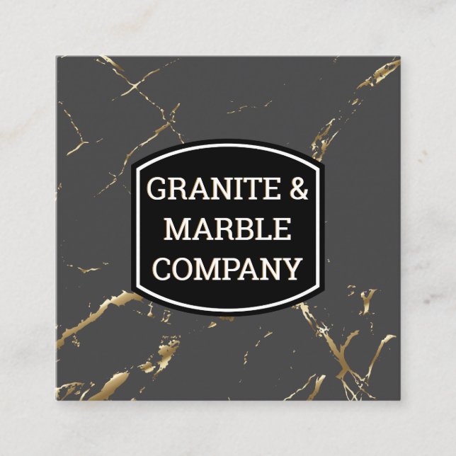 Marbled Slab | Granite | Gold Texture Background Square Business Card (Front)