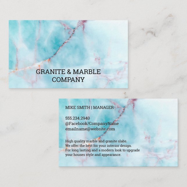 Marbled Slab | Ocean Granite Business Card (Front/Back)