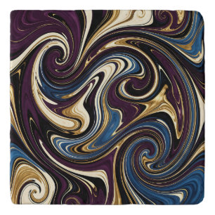 Marbled Swirl Purple Gold Blue Abstract Trivet