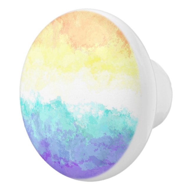 Marbled Swirly Boho Abstract Genderfaun Pride Flag Ceramic Knob (Right)