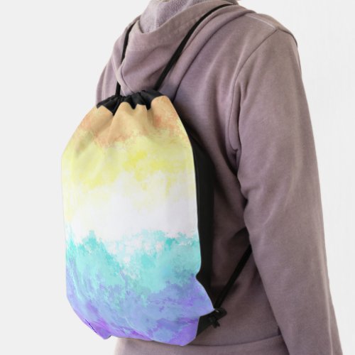 Marbled Swirly Boho Abstract Genderfaun Pride Flag Drawstring Bag