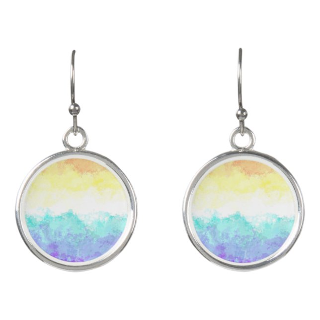 Marbled Swirly Boho Abstract Genderfaun Pride Flag Earrings (Front)