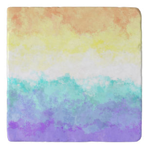Marbled Swirly Boho Abstract Genderfaun Pride Flag Trivet