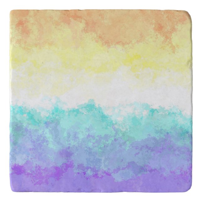 Marbled Swirly Boho Abstract Genderfaun Pride Flag Trivet (Front)