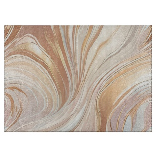 Marbled Taupe and Cream Luminous Cutting Board (Front)