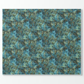 Marbled Teal Turquoise Faux Gold Agate Art Pattern Wrapping Paper (Flat)