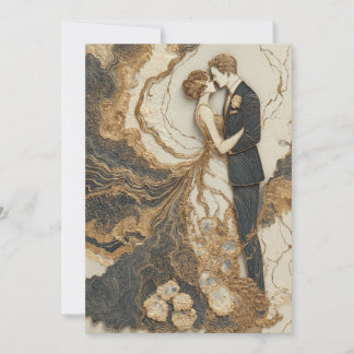 Marbled Vows | Chic Lines  Invitation