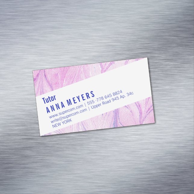 marbled watercolor business card magnet (In Situ)