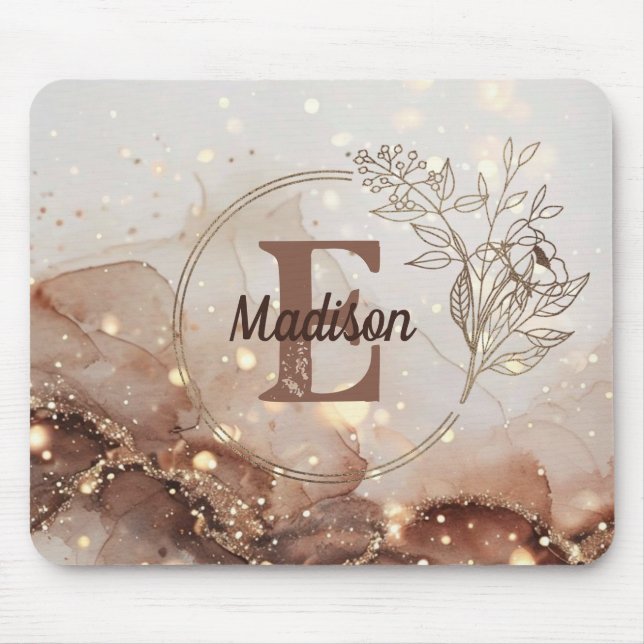 Marbled Watercolor with Glitter Accents Mouse Pad (Front)