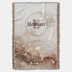 Marbled Watercolor with Glitter Accents Throw Blanket