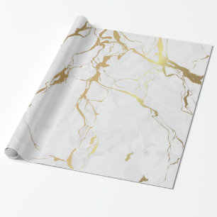 Marbled With Gold Grain Wrapping Paper