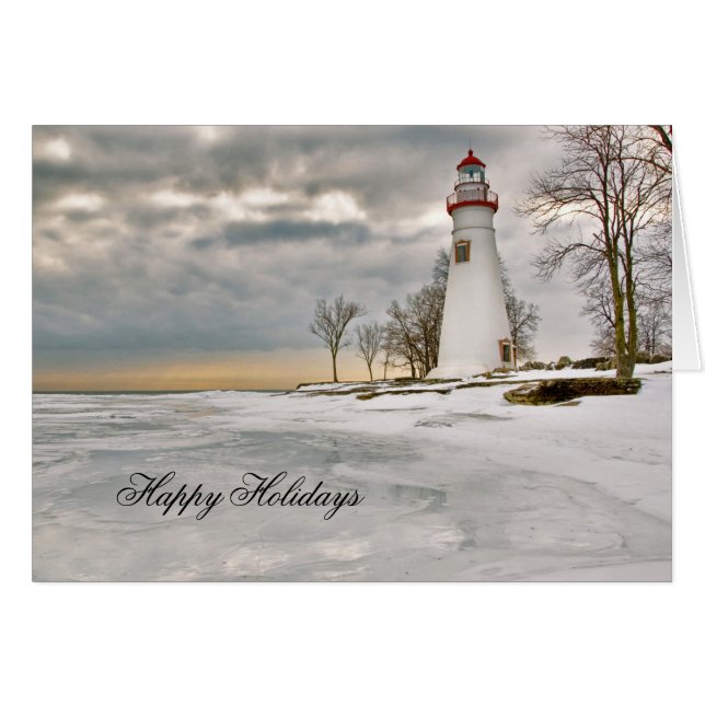 Marblehead Lighthouse in the Snow Cards (Front Horizontal)