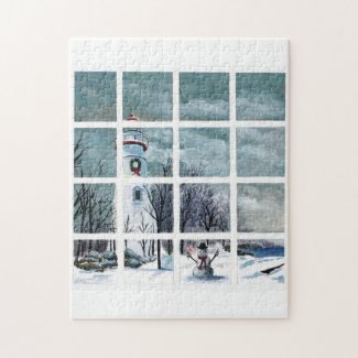 Marblehead Lighthouse in Winter Jigsaw Puzzle