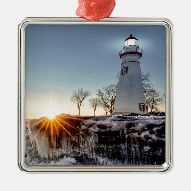 Marblehead Lighthouse Metal Ornament (Front)