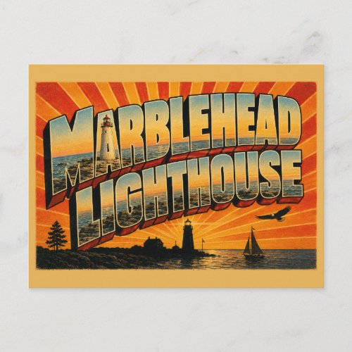 Marblehead Lighthouse Ohio Lake Erie Limestone Art Postcard